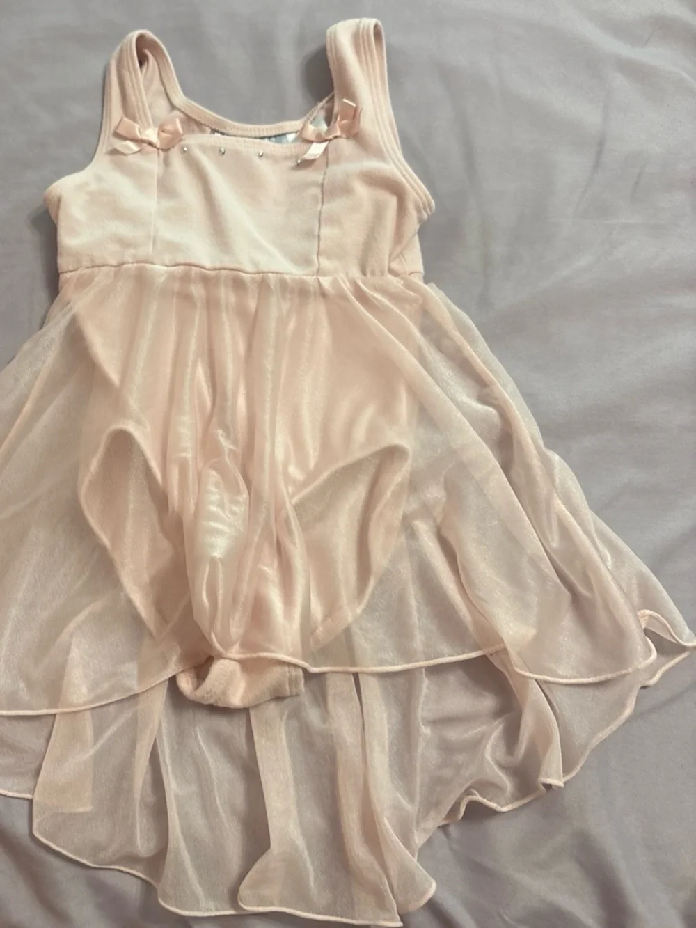 Girls Sheer Layered Tulle Dance Dress - Light Pink